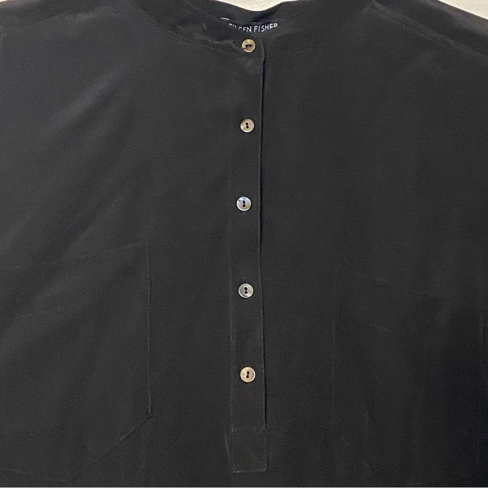 Eileen Fisher Silk Mandarin Collar Shirt Size L - Picture 5 of 7